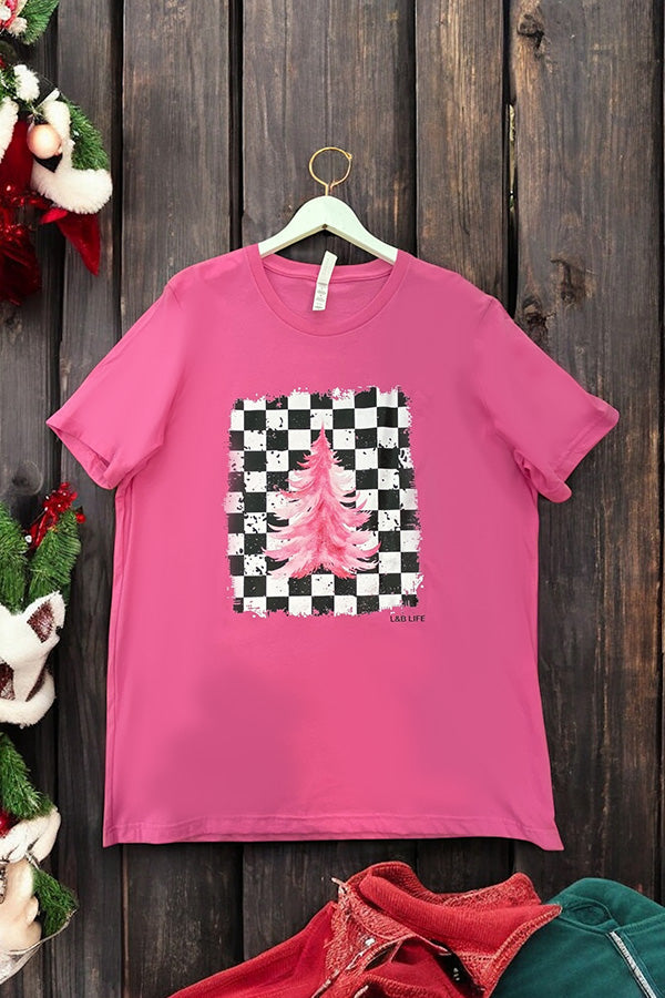 BC DTF CHECKER TREE - FUSHIA PINK