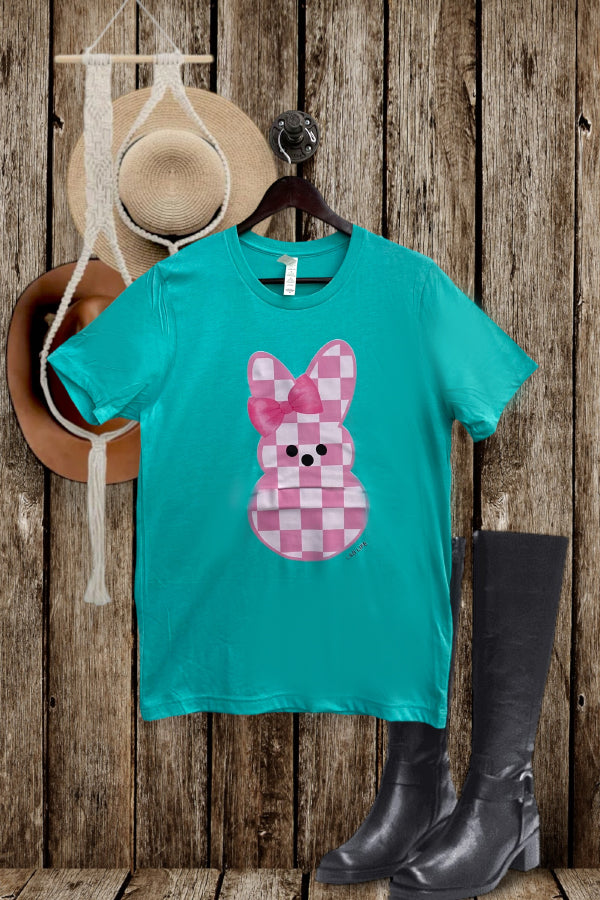 BC DTF CHECKER BUNNY - TURQUOISE