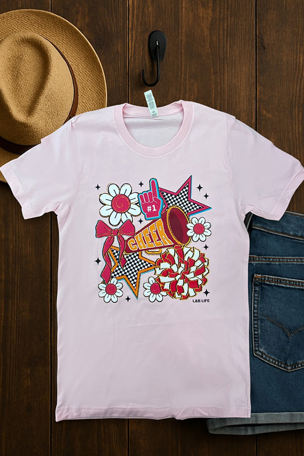 BC DTF CHECKER STAR CHEER - LIGHT PINK