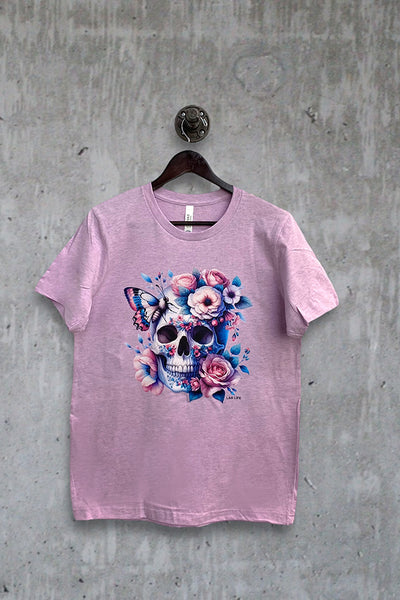 BC DTF FLORAL SKULL - LAVENDER