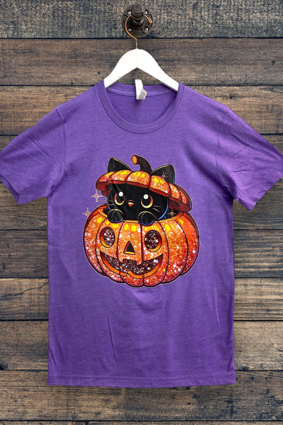 BC DTF PUMPKIN KITTY - HEATHER PURPLE