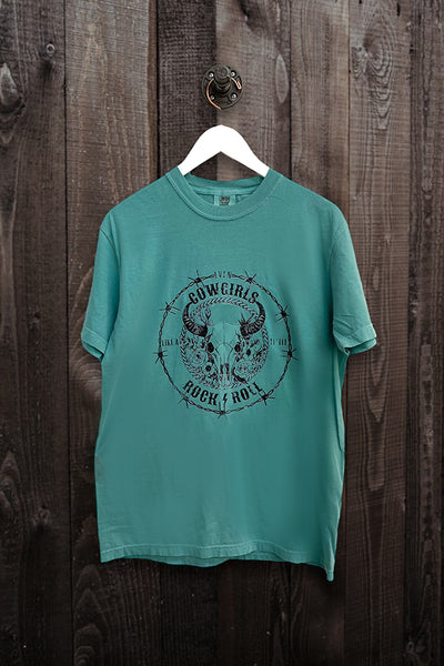 CC DTF COWGIRLS LIKE TO ROCK N ROLL - SEAFOAM