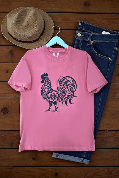 CC DTF FLORAL CHICKEN - BERRY