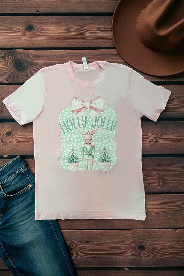 BC BL DTF HOLLY JOLLY - PINK BLEACHED