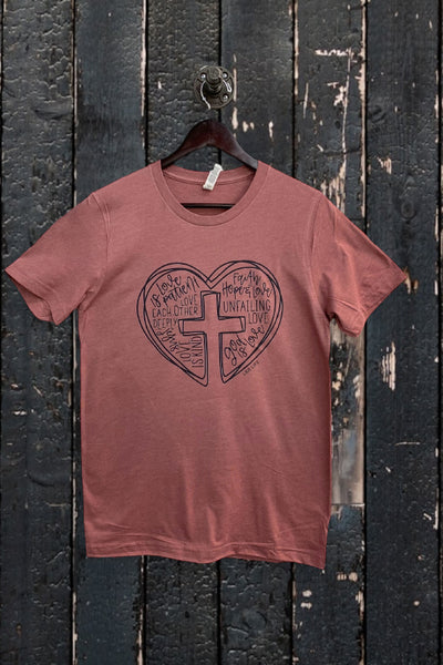 BC DTF HEART CROSS - RUST