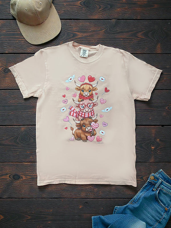 CC DTF HEART COWS - PEACH