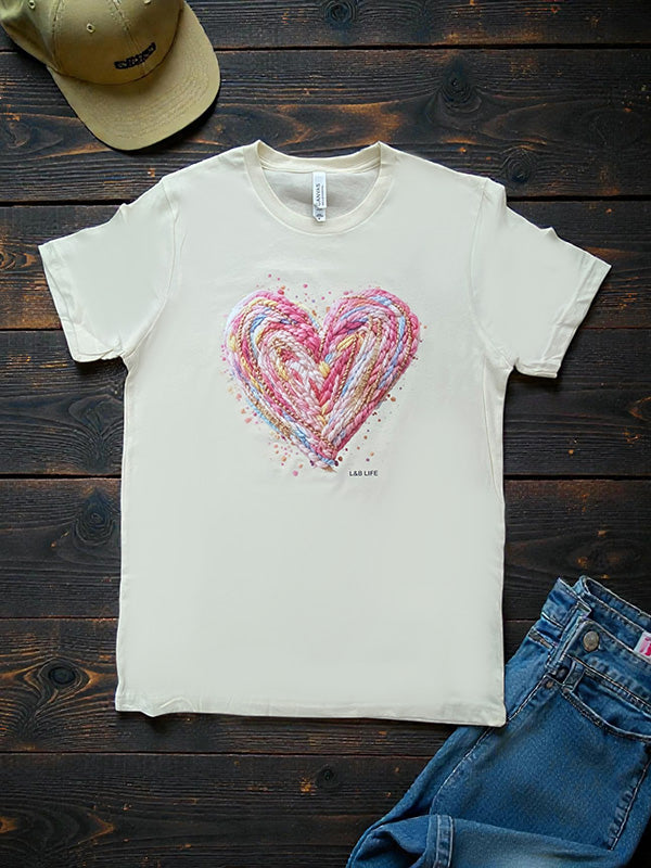 BC DTF YARN HEART - CREAM