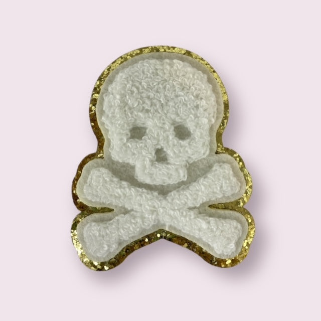 WHITE SKULL HAT PATCH