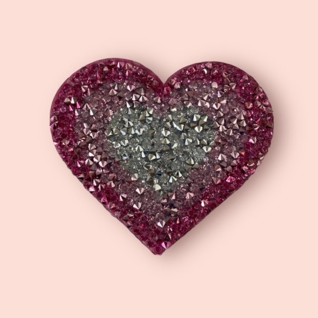 GLITTER PINK HEART HAT PATCH