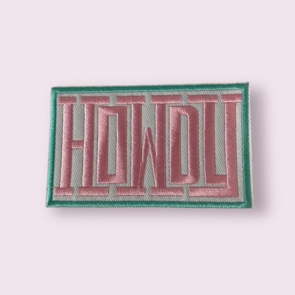 MINT/ PINK HOWDY HAT PATCH