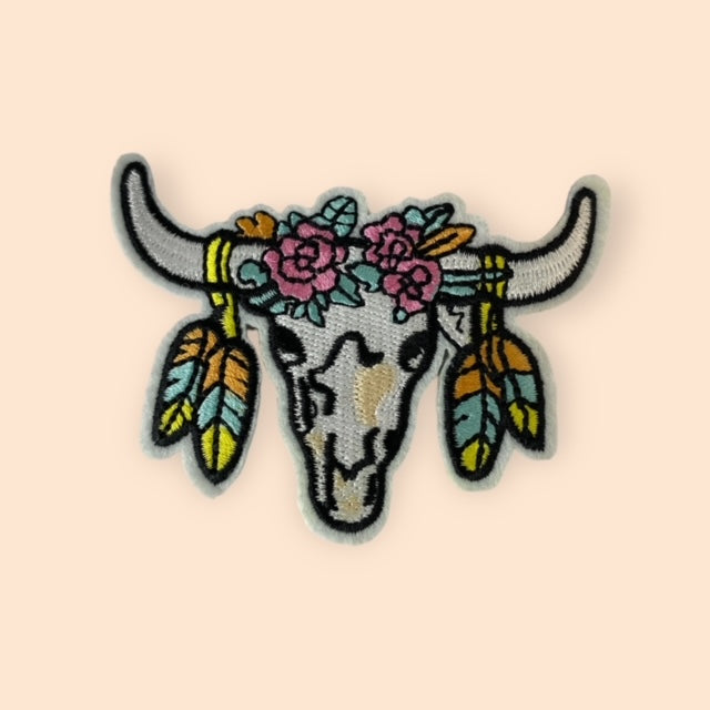 FLOWER STEERHEAD HAT PATCH