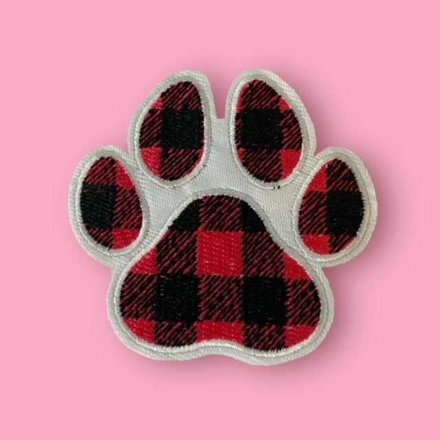 PINK PLAID PAW HAT PATCH