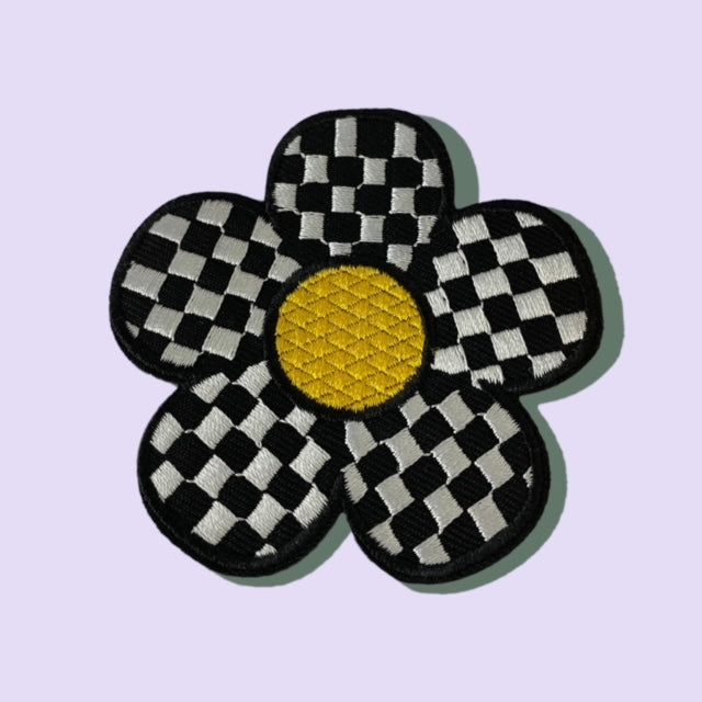 CHECKER DAISY FLOWER HAT PATCH