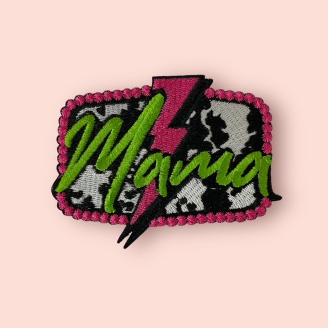 MAMA COWHIDE NEON BOLT HAT PATCH