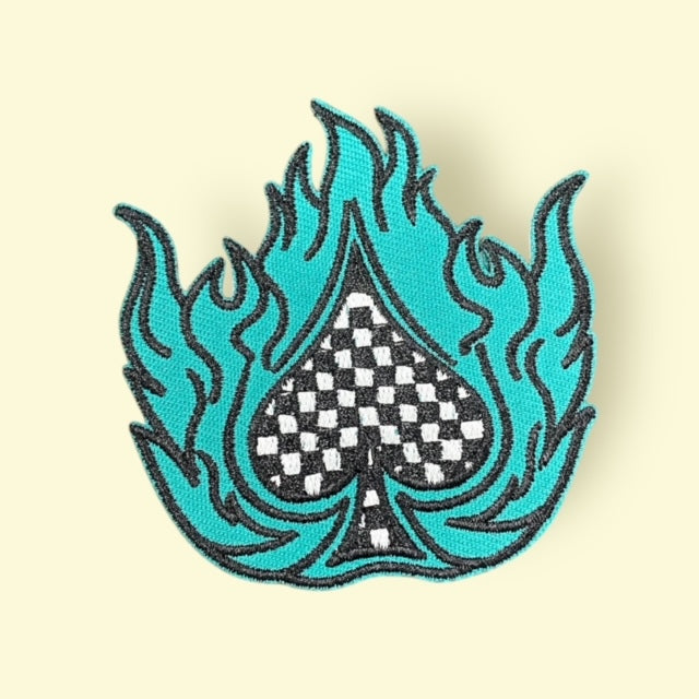 ACE HEART FLAMES HAT PATCH