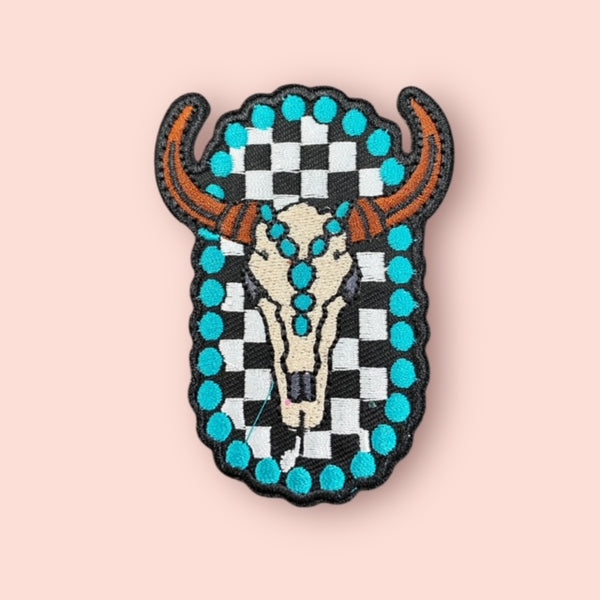 TURQ STEER HEAD HAT PATCH