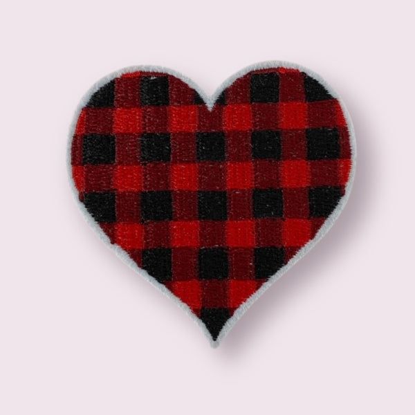 PLAID RED HEART HAT PATCH