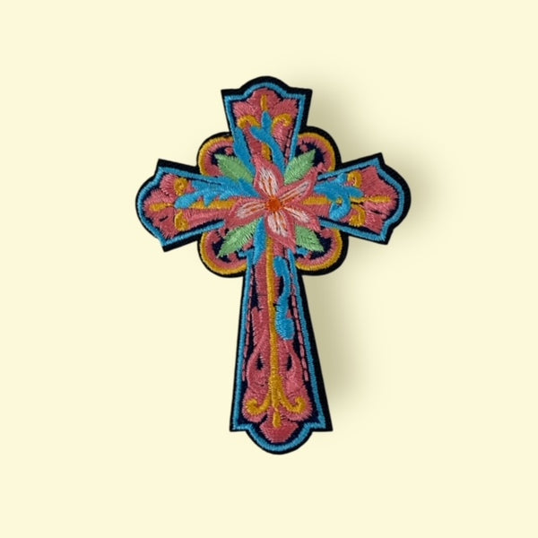 FLOWER CROSS HAT PATCH