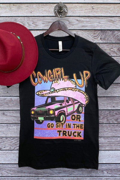 BC COWGIRL UP OR GO SIT IN THE TRUCK - BLACK