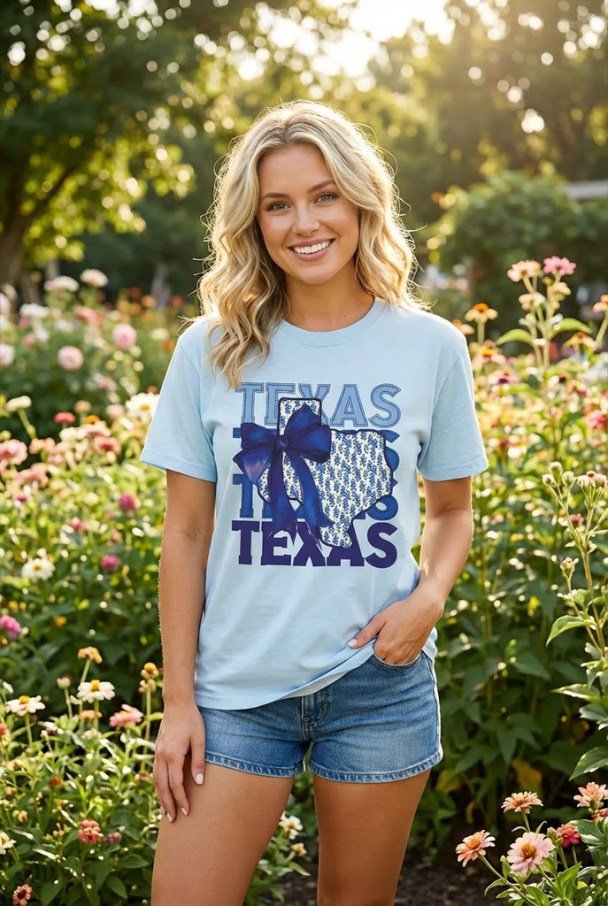 CC DTF TEXAS BOW TEE - CHAMBRAY