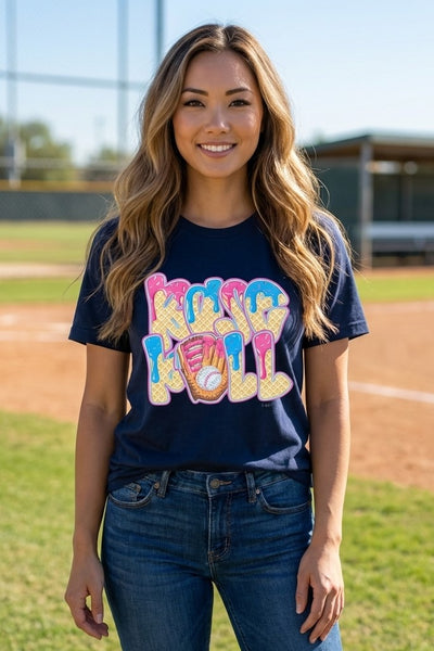 BC DTF BASEBALL ICECREAM TEE - BLACK