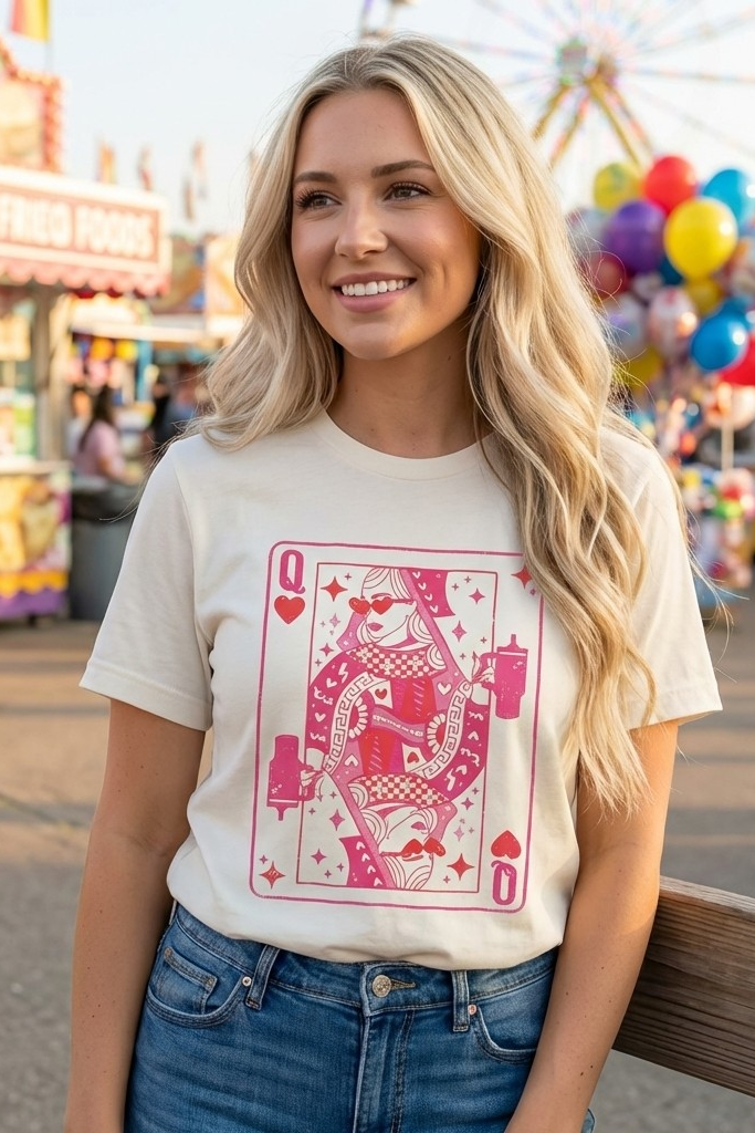 BC DTF QUEEN CARD TEE - CREAM