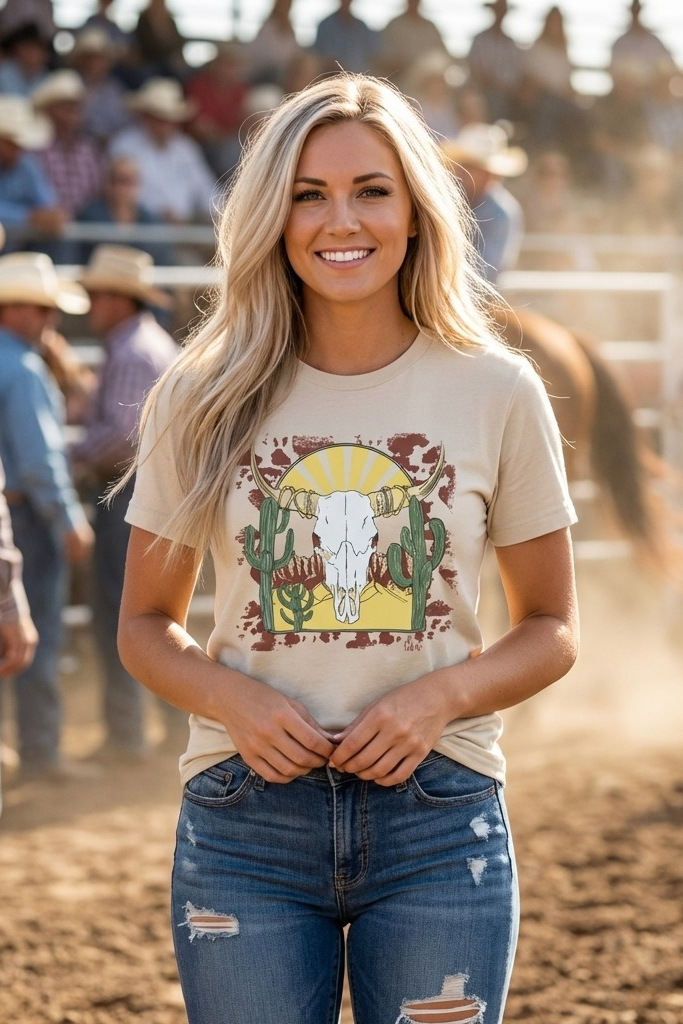 BC DTF COWHIDE STEER TEE - CREAM