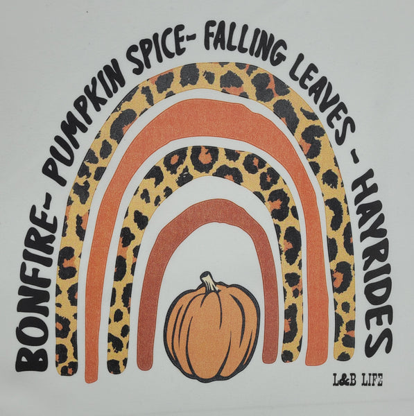 RAINBOW PUMPKIN BONFIRE PUMPKIN SPICE FALLING LEAVES HAYRIDES