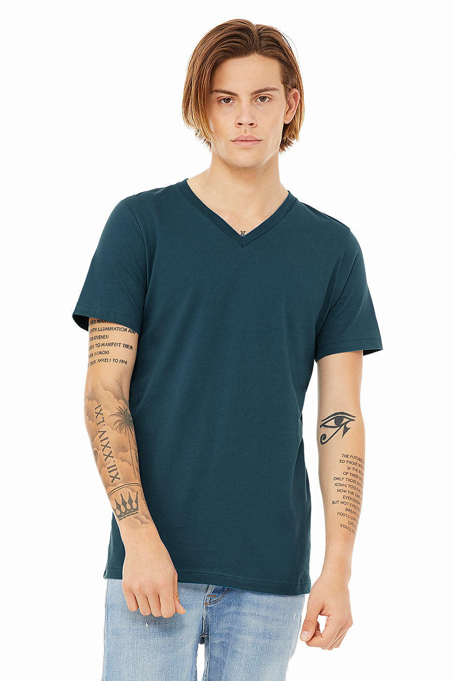 Bella Canvas V-Neck - Deep Teal - Lucky and Blessed Life LLC / L&B Life