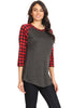 856- CHARCOAL/RED PLAID