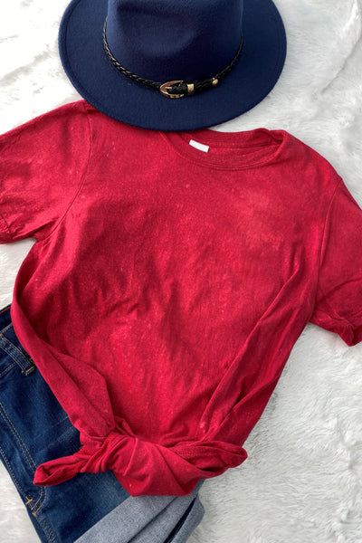 BC BLEACHED TEE- BLEACHED RED
