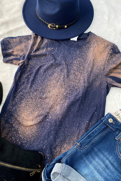 BC BLEACHED TEE- BLEACHED NAVY