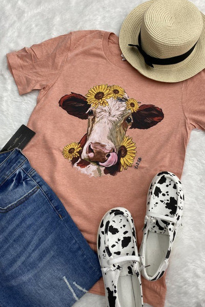 BC DTF BC COW SUNFLOWERS - HEATHER SUNSET