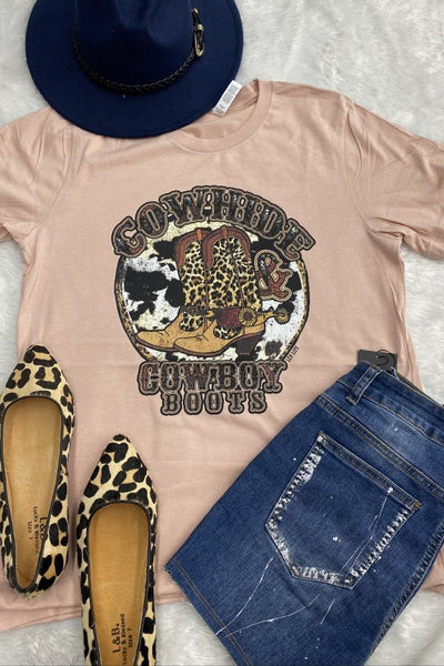 BC COWHDE AND COWBOY BOOTS - PEACH