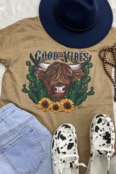 DTF LBL GOOD VIBES COW- ALMOND