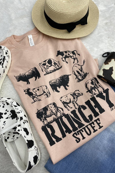BC RANCHY STUFF COW- PEACH