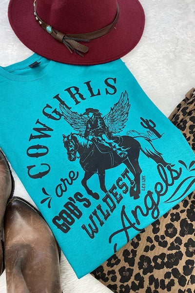 GILDAN COWGIRLS ARE GODS - TROPICAL BLE